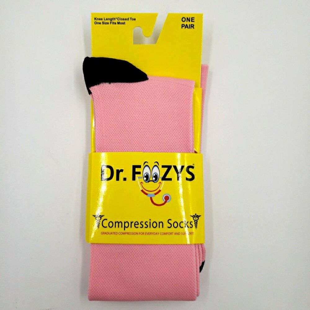 Pink Compression Socks Airline Travel Comfort Sports Knee High Socks Foozys OS